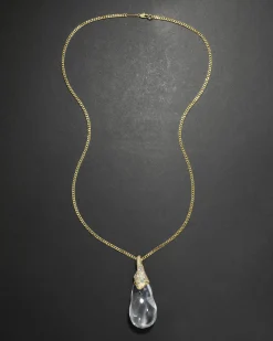Liquid Lucite Crystal Pavé Teardrop Necklace