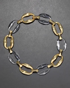 Liquid Lucite Gold Link Necklace- Clear