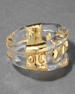 Liquid Lucite Studded Hinge Cuff Bracelet