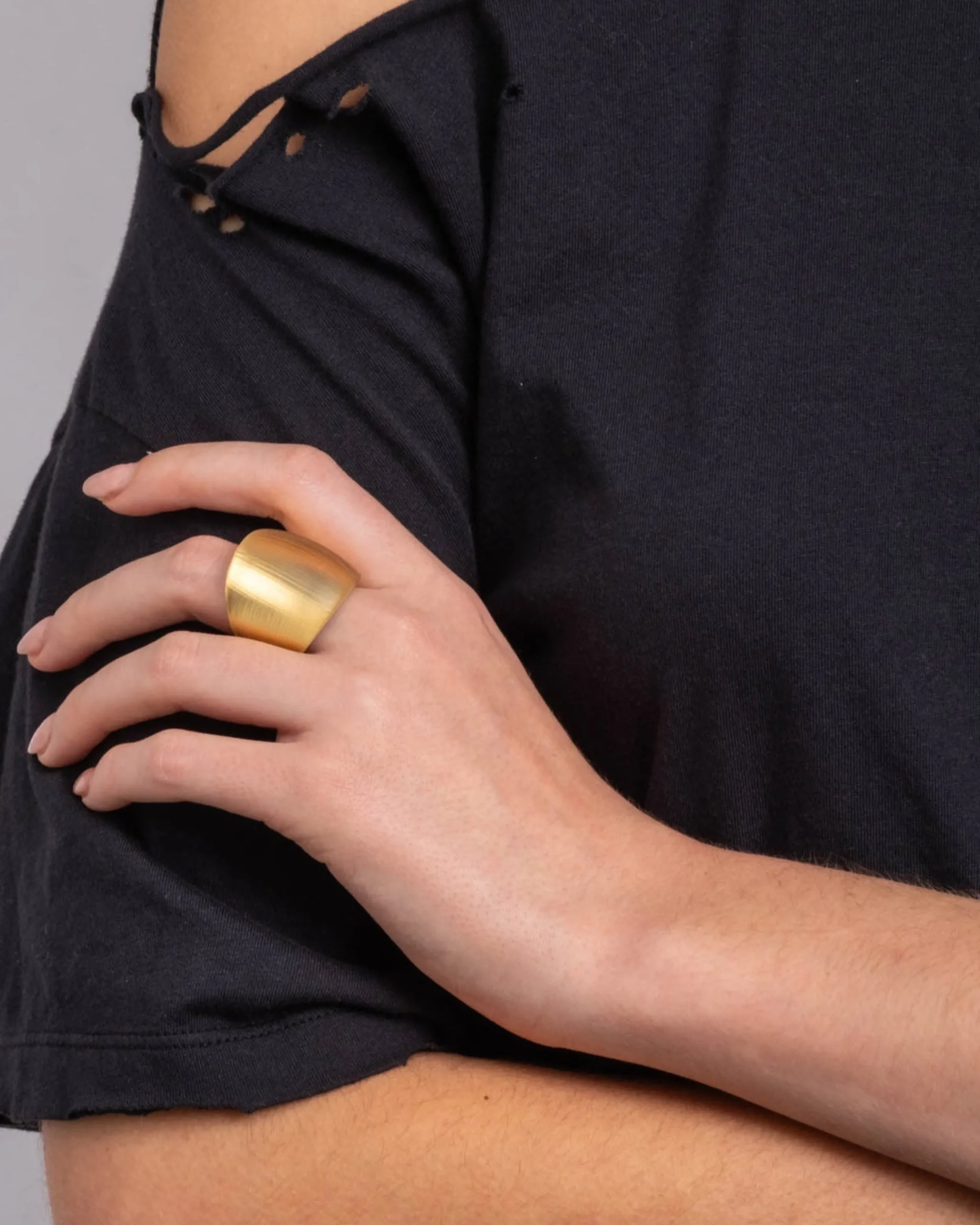 Lucite Block Ring- Gold
