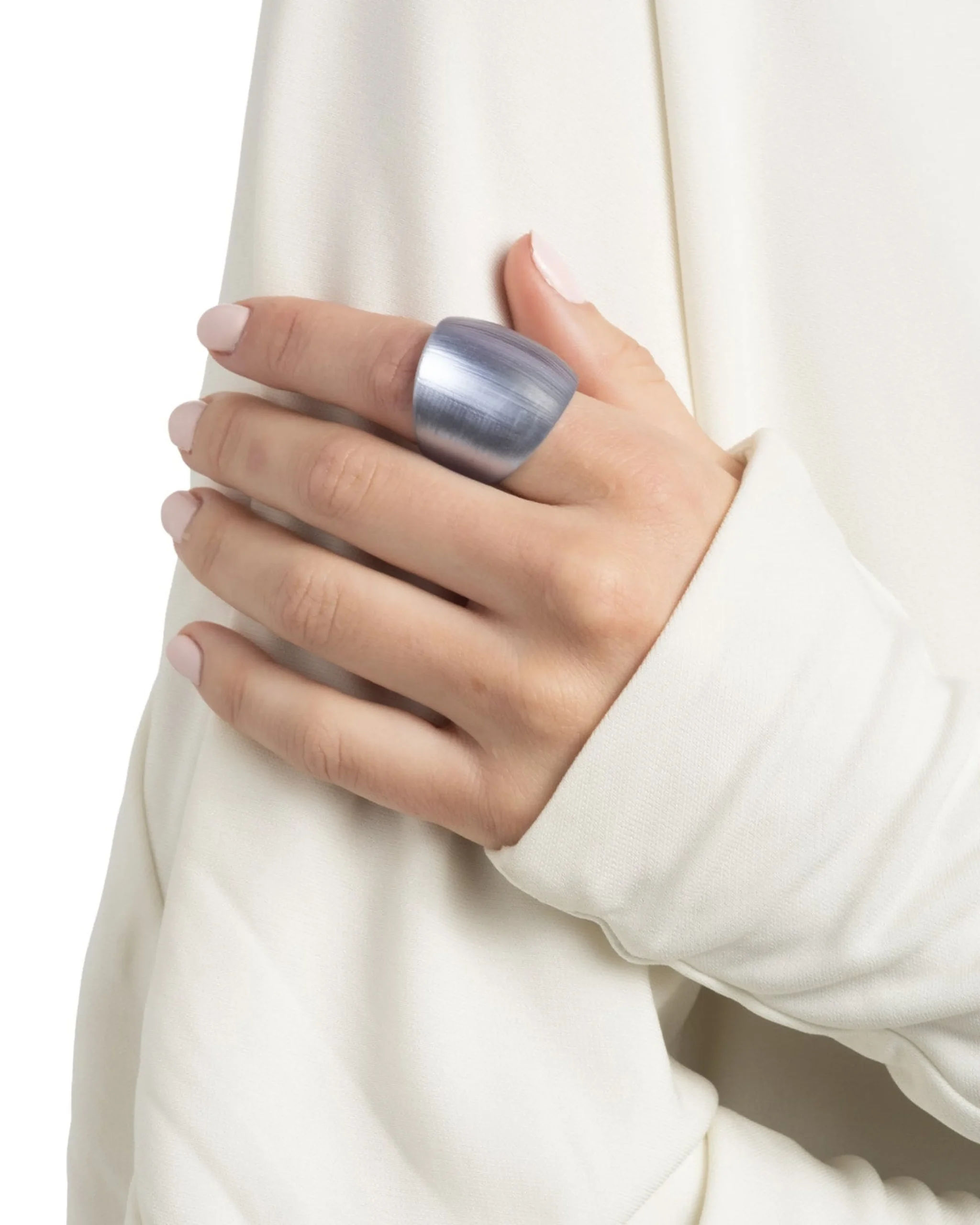Lucite Block Ring- Steel Blue