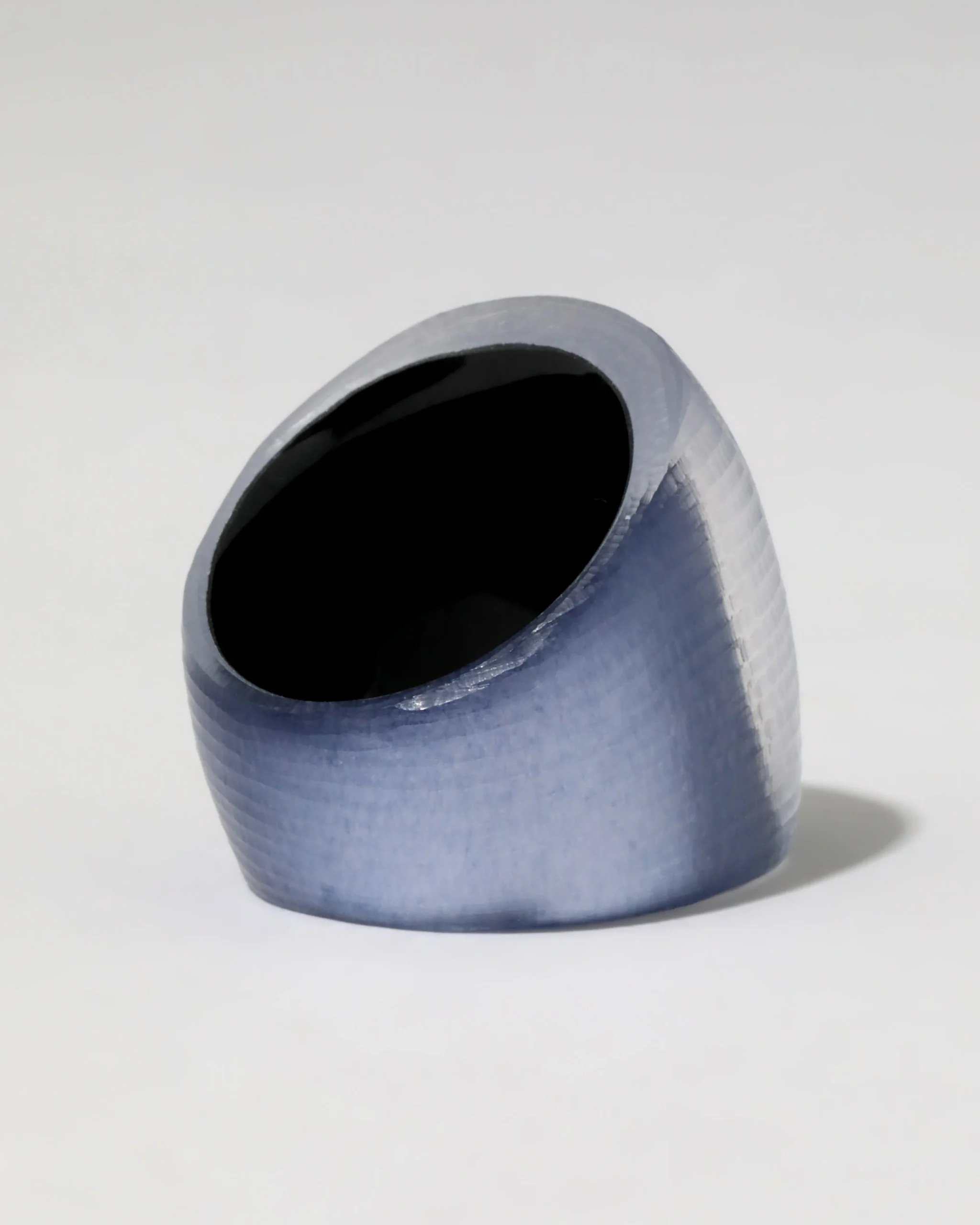 Lucite Block Ring- Steel Blue