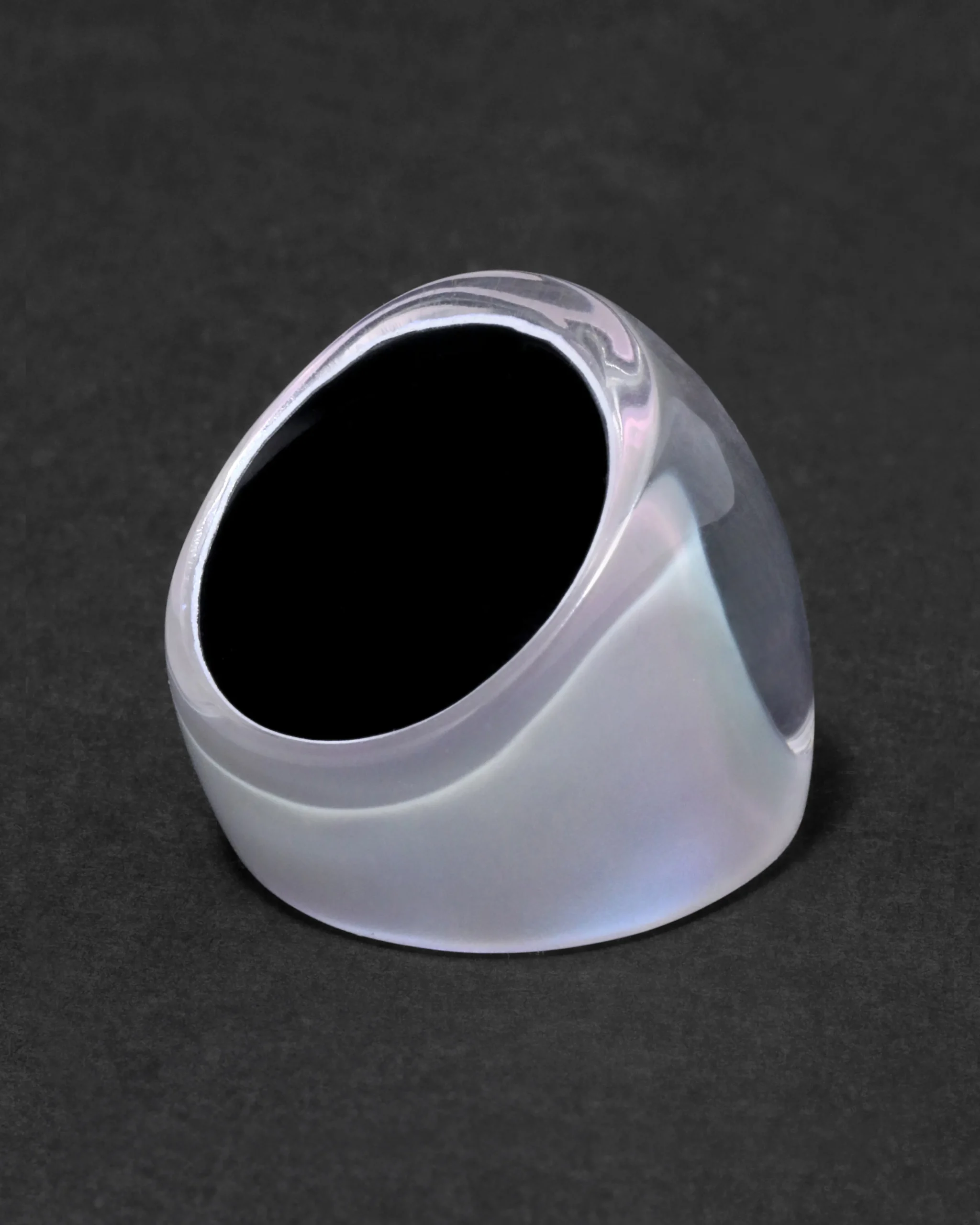 Lucite Block Ring- White Opal
