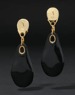 Lucite Brutalist Large Drop Post Earring- Silver