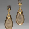 Lucite Brutalist Large Drop Post Earring- Warm Grey