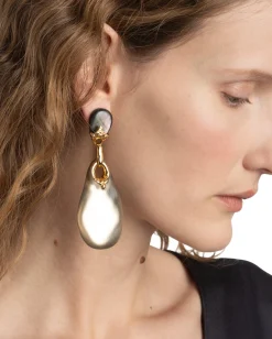 Lucite Brutalist Large Drop Post Earring- Warm Grey