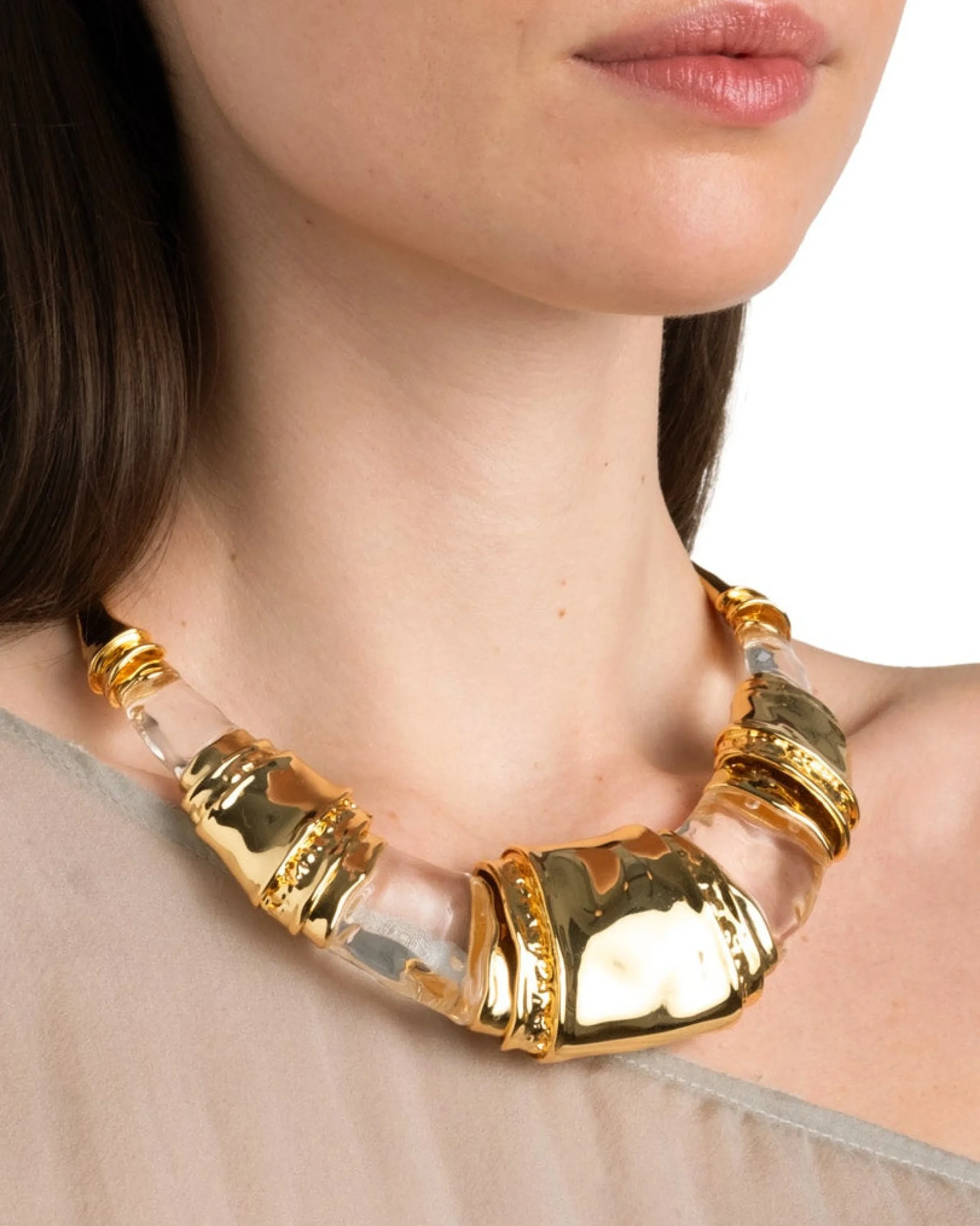 Lucite Brutalist Segmented Collar Necklace