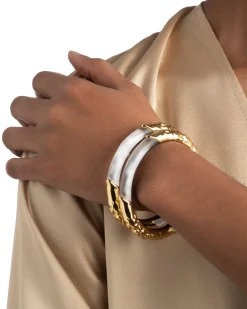 Lucite Brutalist Skinny Bangle- Silver