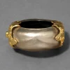 Lucite Brutalist Wide Hinge Bracelet- Warm Grey