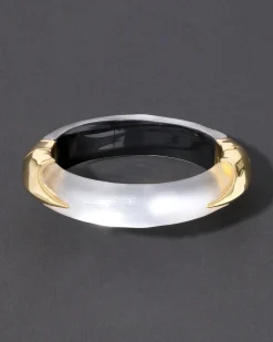 Lucite Claw Hinge Bracelet- Silver