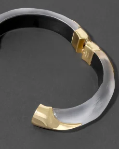 Lucite Claw Hinge Bracelet- Silver