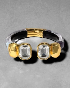 Lucite Crystal Capped Hinge Bracelet- Aurora