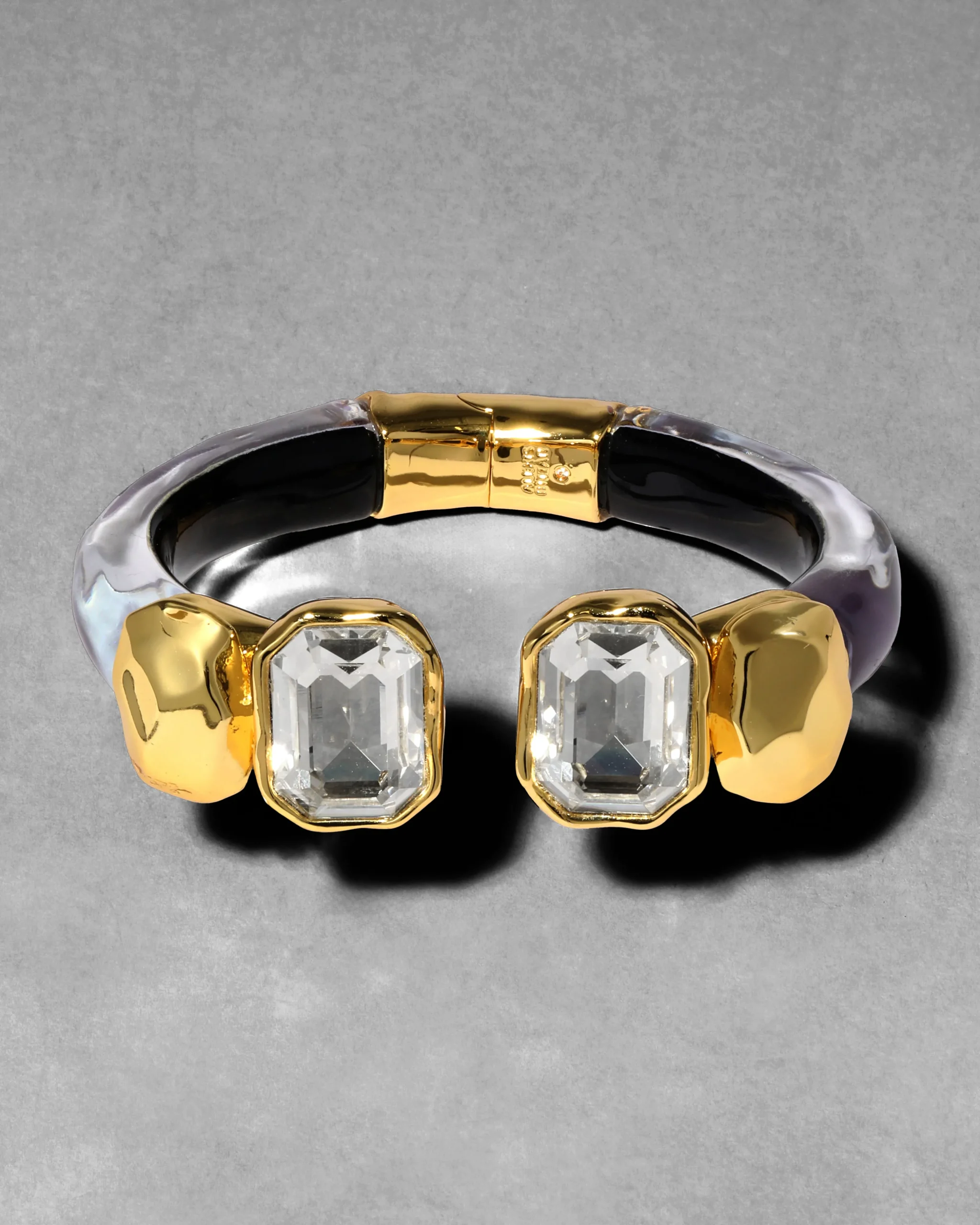 Lucite Crystal Capped Hinge Bracelet- Aurora