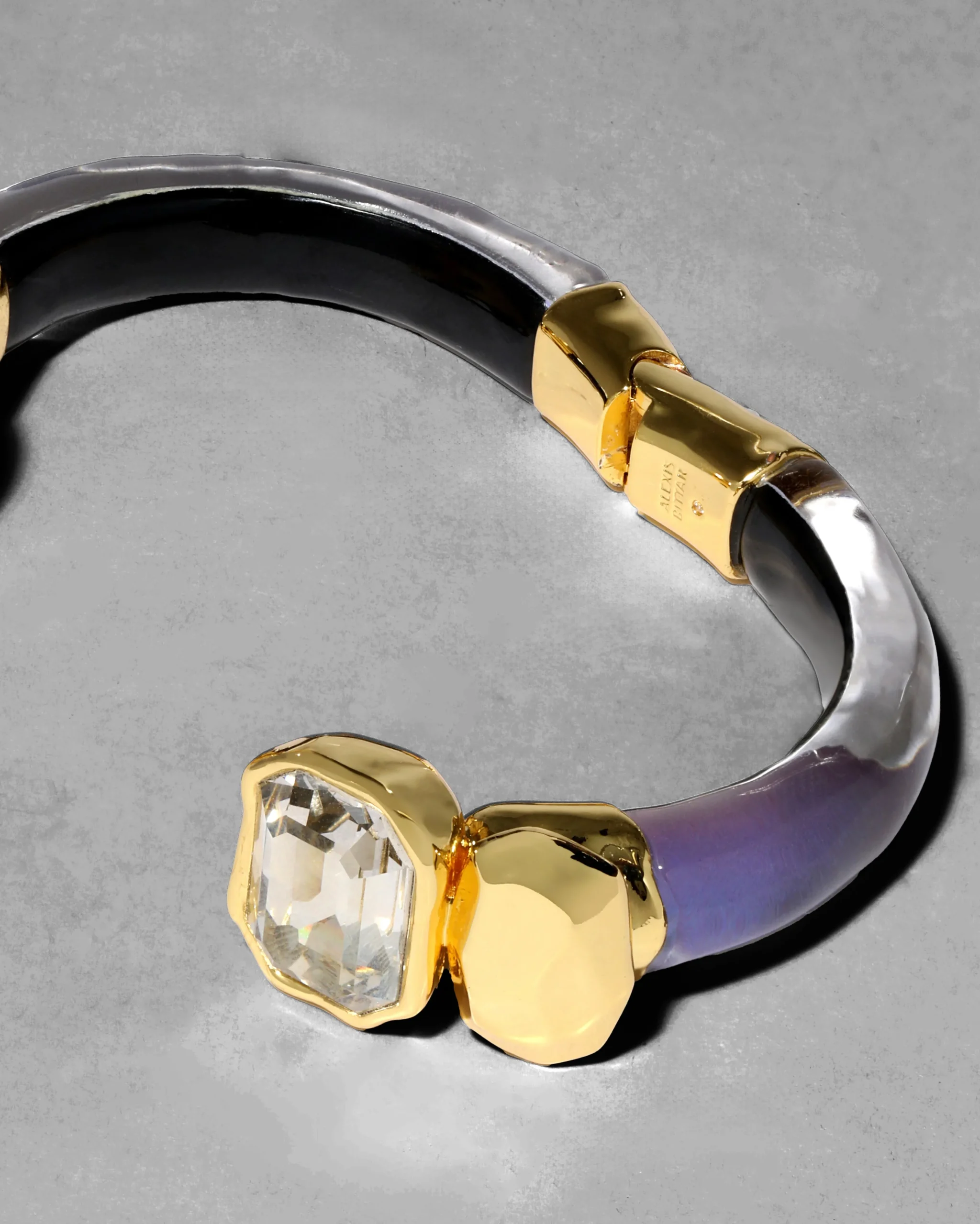 Lucite Crystal Capped Hinge Bracelet- Aurora