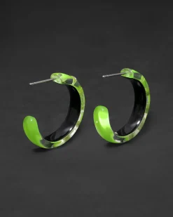 Lucite Crystal Hoop Earring- Fluorescent Yellow