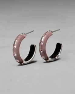 Lucite Crystal Hoop Earring- Dusty Rose