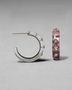 Lucite Crystal Hoop Earring- Dusty Rose