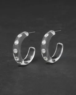Lucite Crystal Hoop Earring- Clear