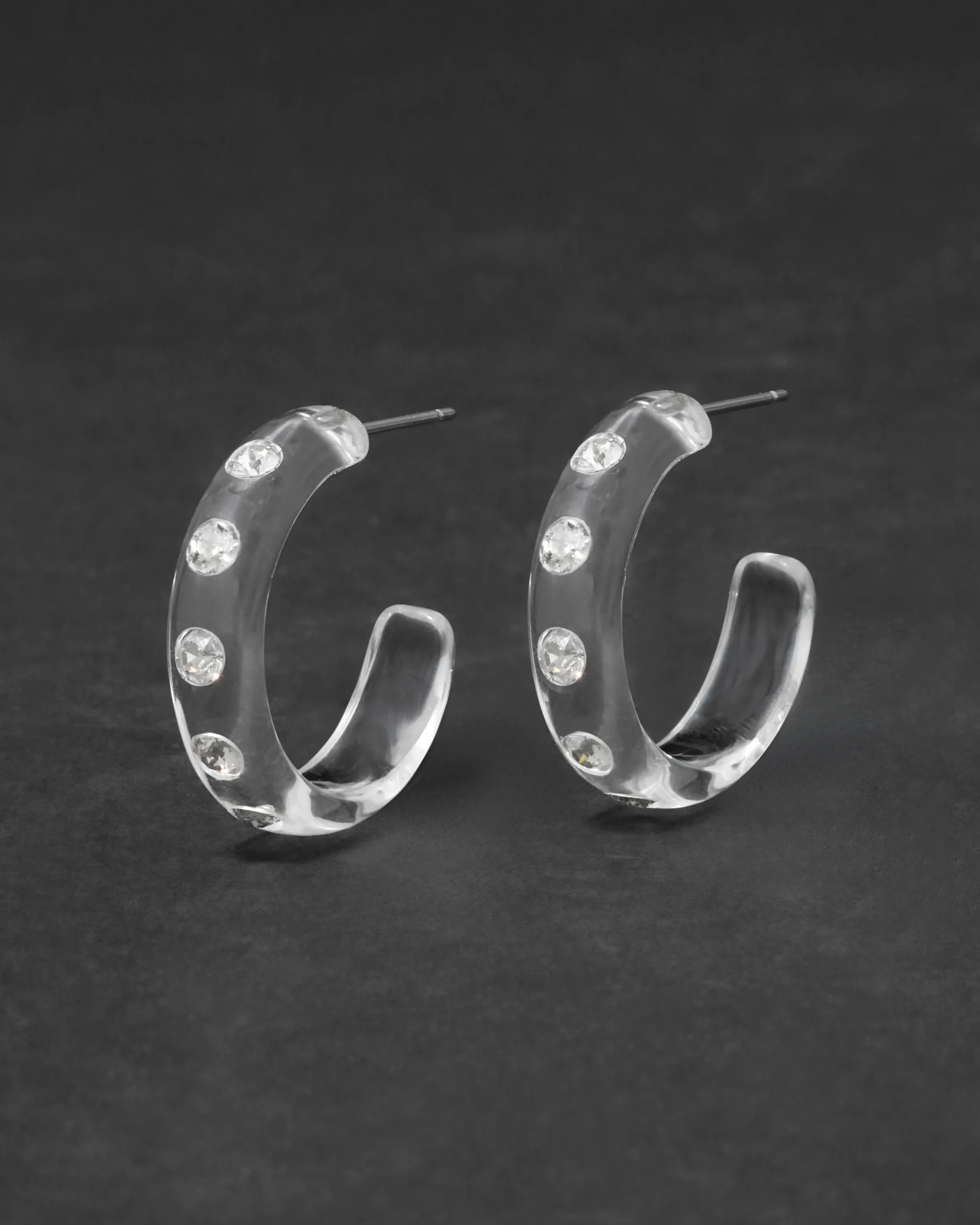 Lucite Crystal Hoop Earring- Clear