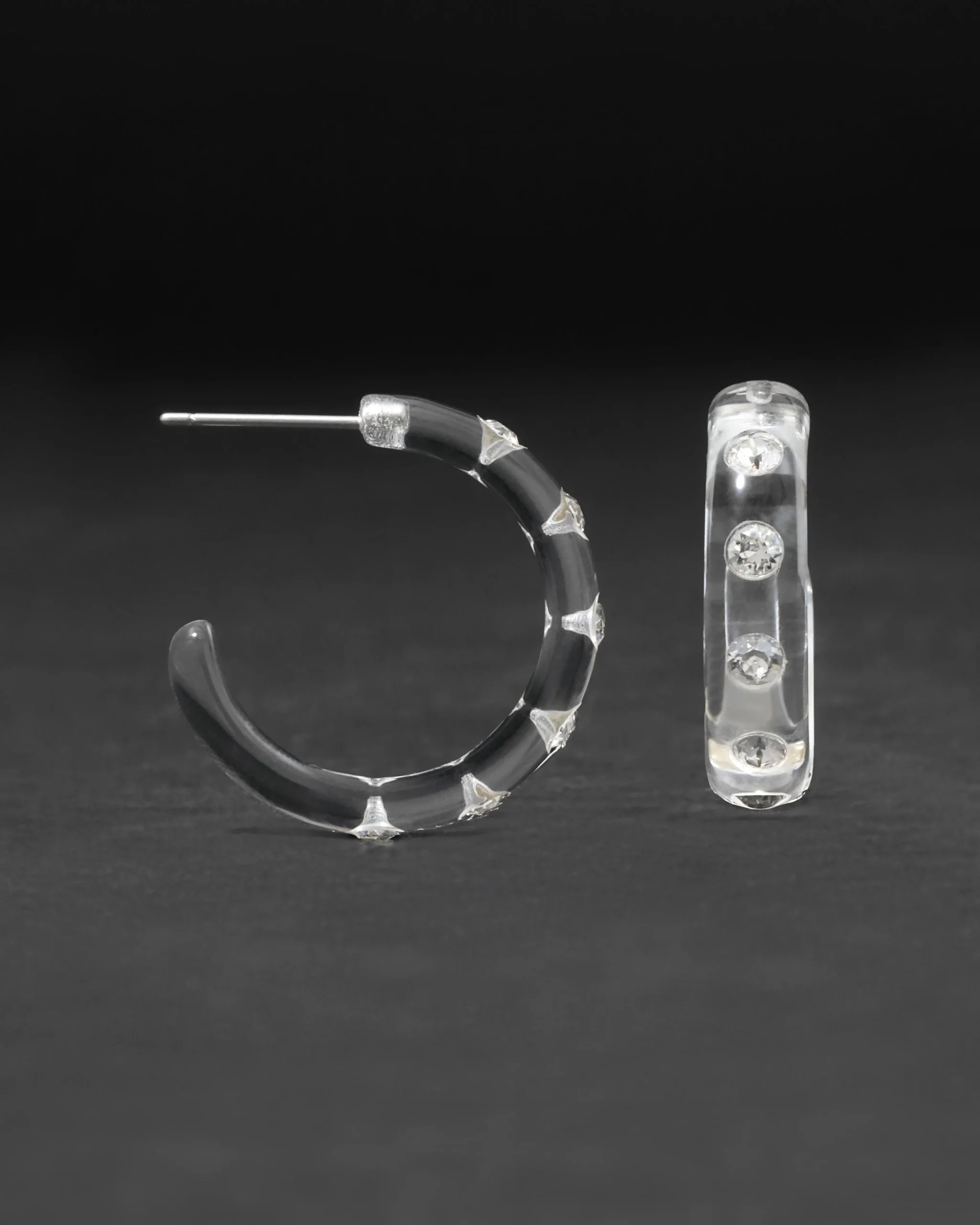 Lucite Crystal Hoop Earring- Clear