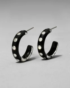 Lucite Crystal Hoop Earring- Onyx