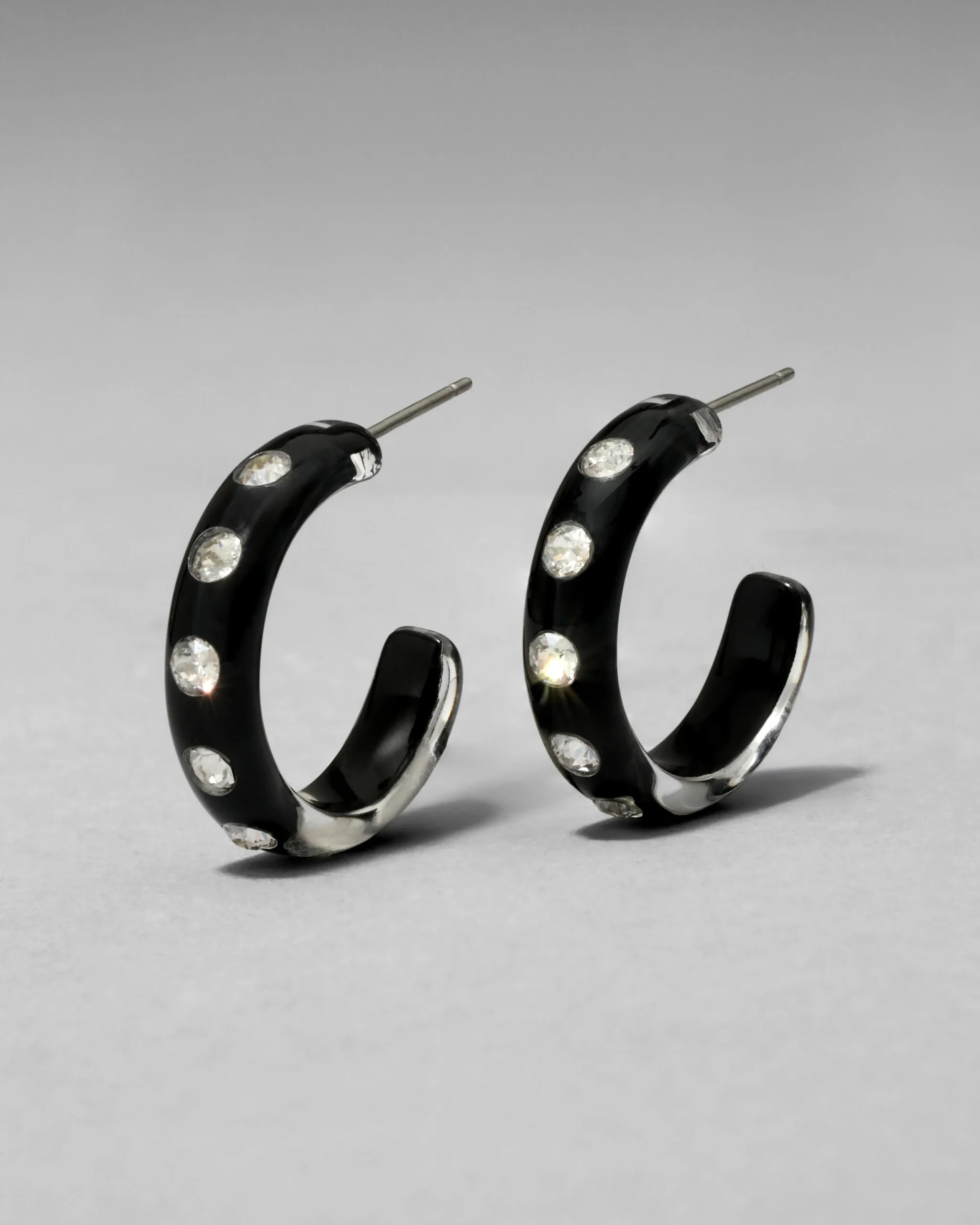 Lucite Crystal Hoop Earring- Onyx