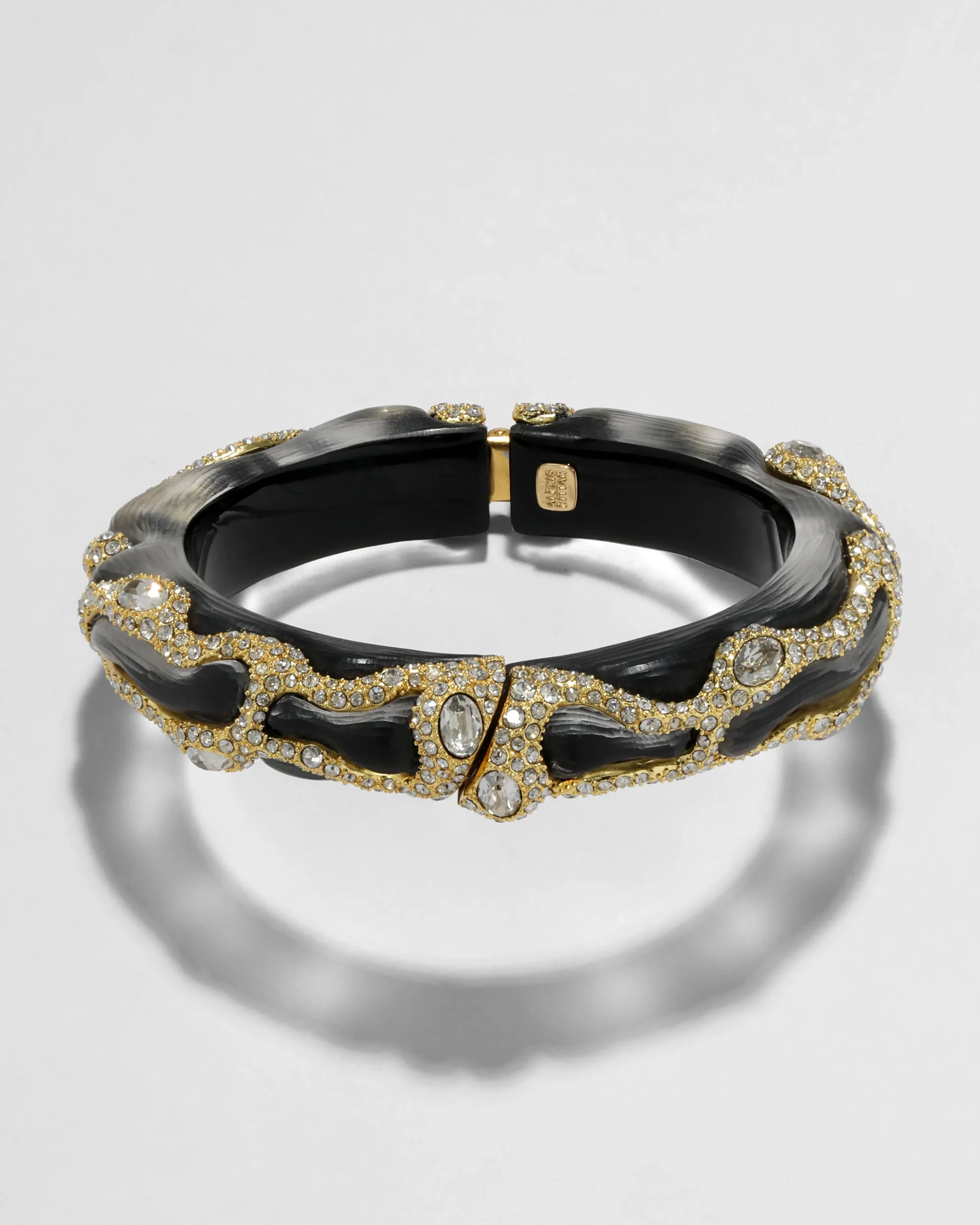 Lucite Crystal Pave Hinge Bracelet- Black