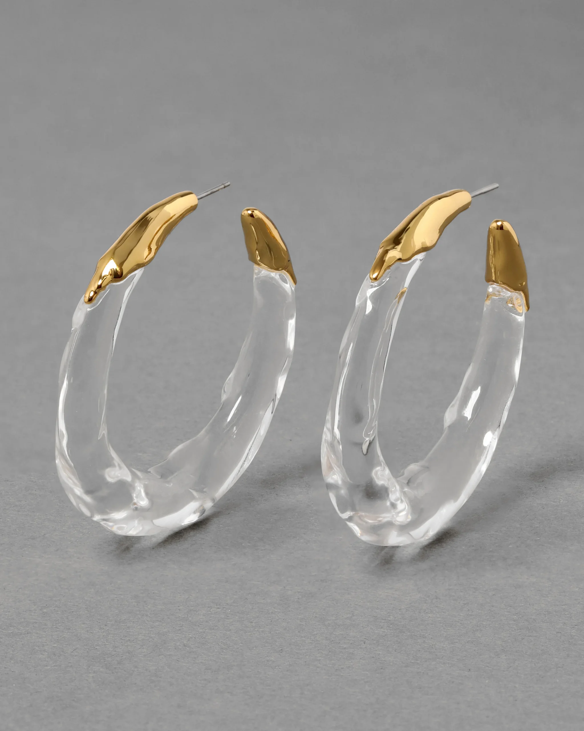 Lucite Molten Hoop Earring - Clear
