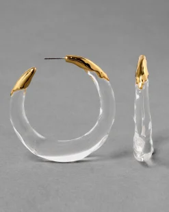Lucite Molten Hoop Earring - Clear