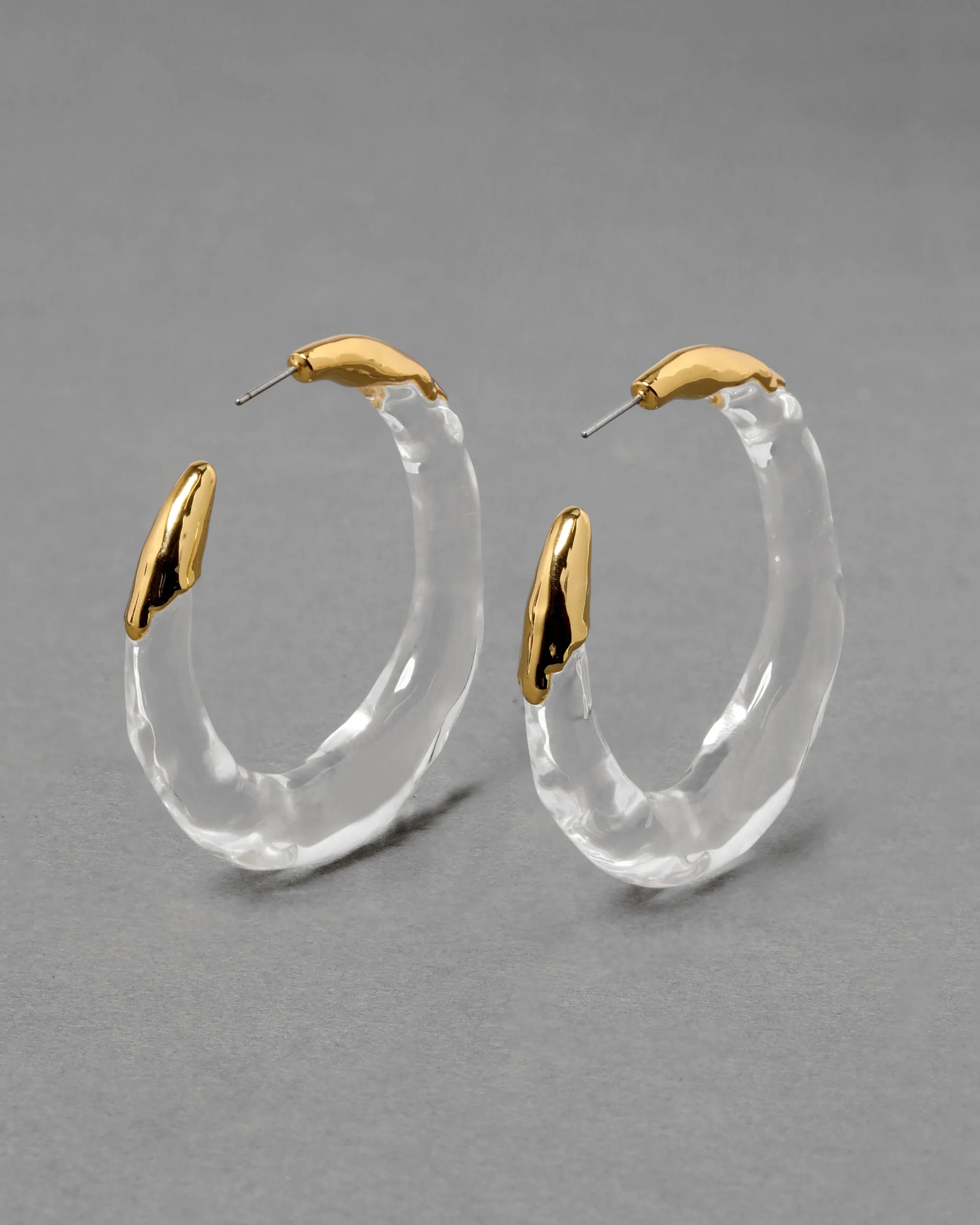 Lucite Molten Hoop Earring - Clear