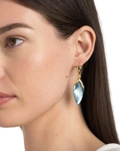 Lucite Petal Leverback Earring- Metallic Sky