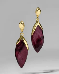 Lucite Petal Leverback Earring- Black Cherry