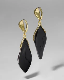 Lucite Petal Leverback Earring- Black Cherry