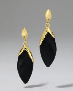 Lucite Petal Leverback Earring- Black