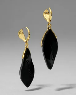 Lucite Petal Leverback Earring- Black