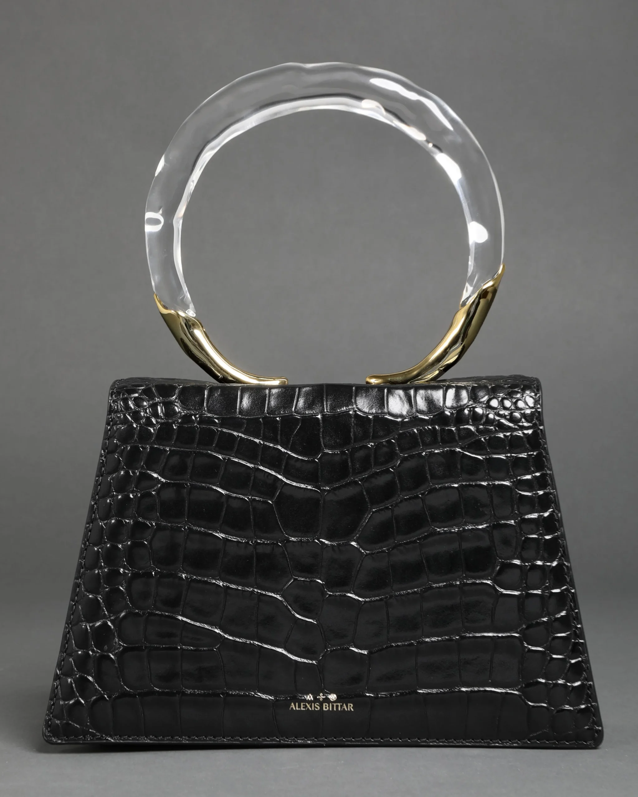 Lucite Quad Handbag - Black Croc