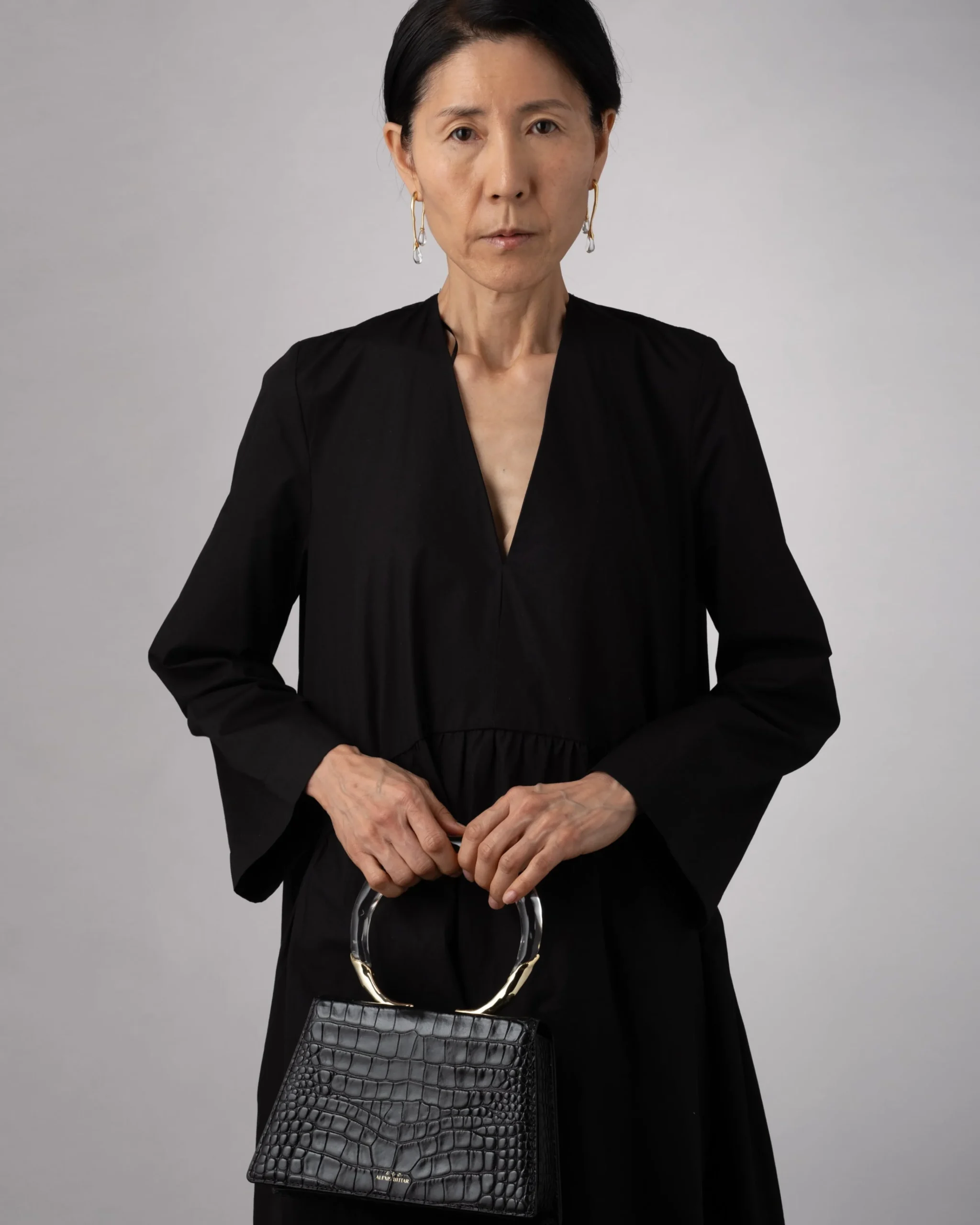 Lucite Quad Handbag - Black Croc