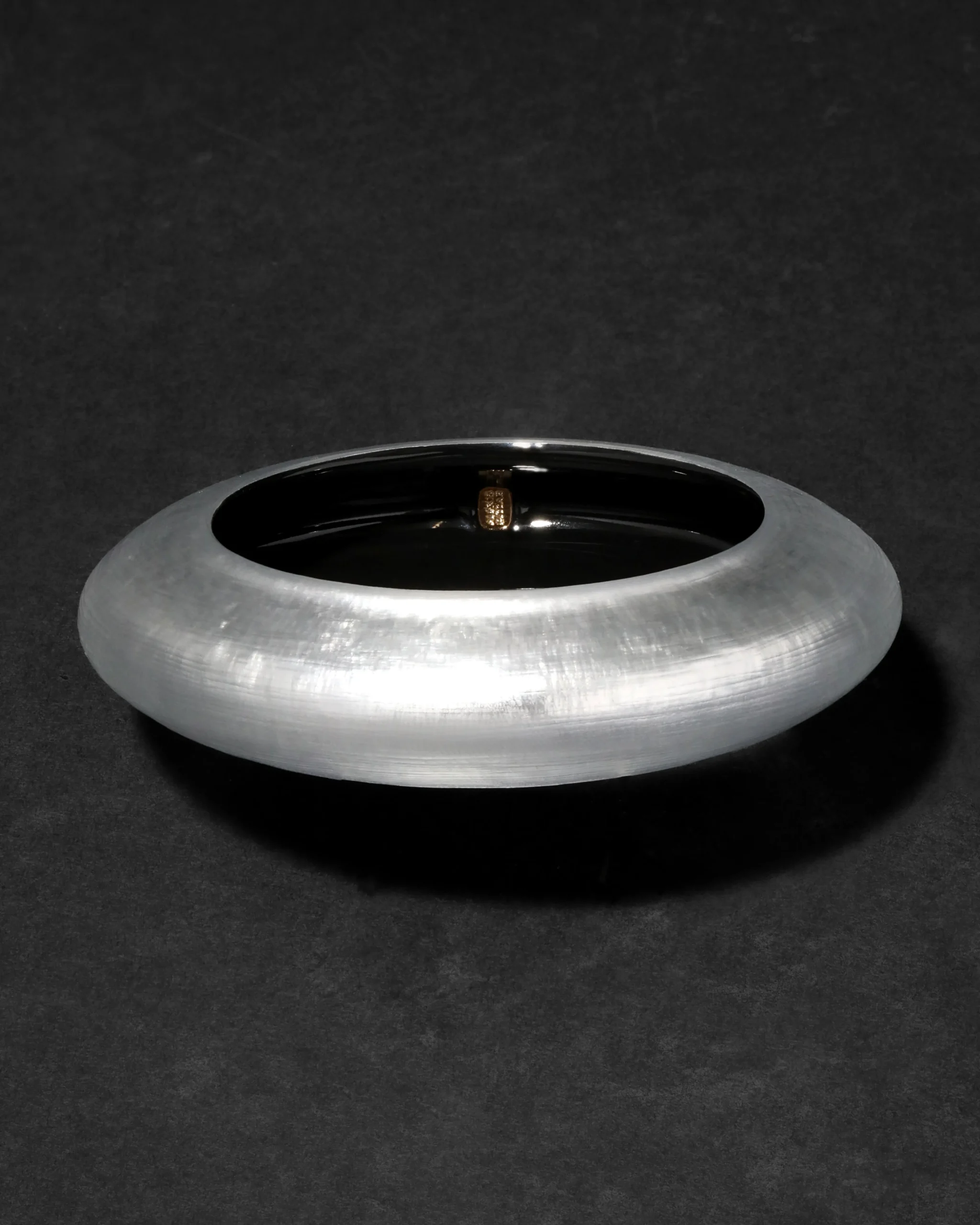 Lucite Saucer Bangle Bracelet- Silver