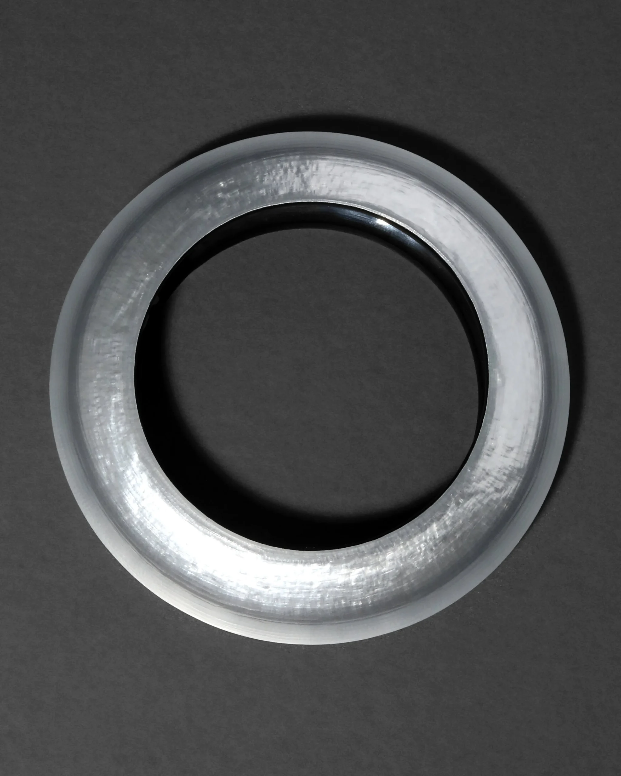 Lucite Saucer Bangle Bracelet- Silver