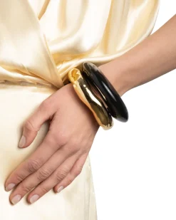 Lucite Saucer Bangle Bracelet- Onyx