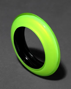 Lucite Saucer Bangle Bracelet- Fluorescent Yellow
