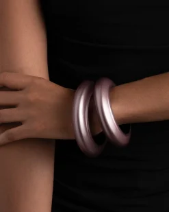 Lucite Saucer Bangle Bracelet- Dusty Rose