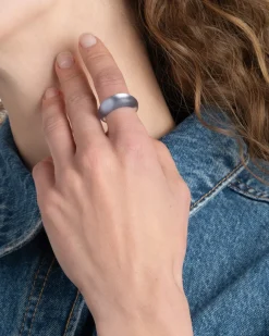Lucite Tapered Ring- Steel Blue