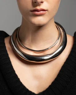 Metal Hinge Collar Necklace - Silver