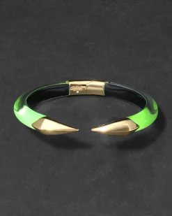 Mirrored Pyramid Brake Hinge Bracelet- Fluorescent Yellow