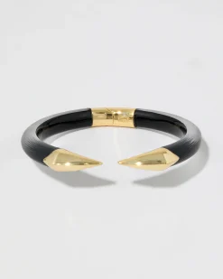 Mirrored Pyramid Lucite Brake Hinge Bracelet- Black