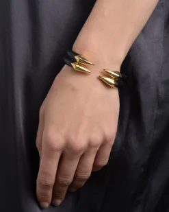 Mirrored Pyramid Lucite Brake Hinge Bracelet- Black