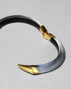 Mirrored Pyramid Lucite Brake Hinge Bracelet- Steel Blue