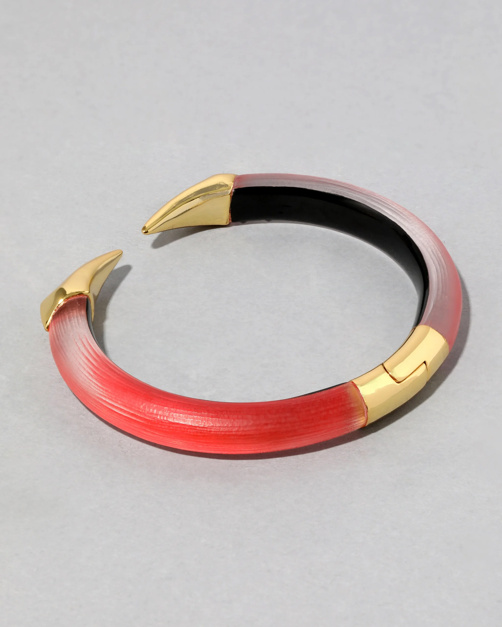 Mirrored Pyramid Lucite Brake Hinge Bracelet- Lipstick Red