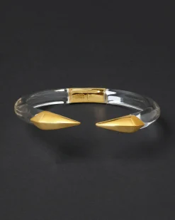 Mirrored Pyramid Lucite Brake Hinge Bracelet- Clear